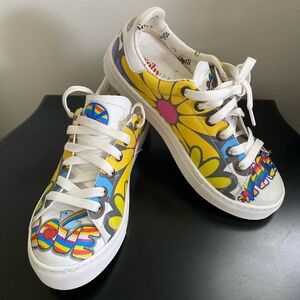 GOBY WOMENS LACE UP SNEAKERS MULTICOLOR Love Peace Sneaker Shoes 36 (5.5 )